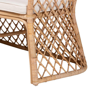 Baxton Studio bali Frayne Bohemian Light Honey Rattan 3-Piece Dining Nook Set - Stylish, Sustainable & Cozy Design Aysi/Palm Short-3PC Dining Set