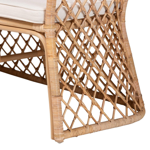 Baxton Studio bali Frayne Bohemian Light Honey Rattan 3-Piece Dining Nook Set - Stylish, Sustainable & Cozy Design Aysi/Palm Short-3PC Dining Set