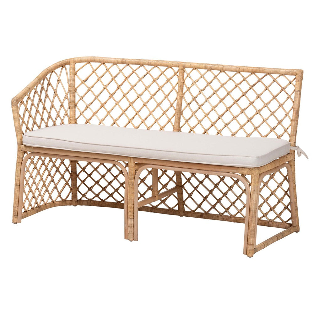 Baxton Studio bali Bali Aysi Bohemian Light Honey Rattan 2-Piece Dining Nook Bench Set for Cozy, Stylish Comfort Aysi-Light Honey Rattan-2PC Bench Set