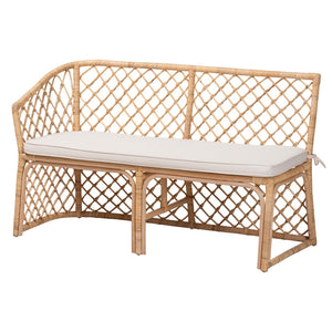 Baxton Studio bali Bali Aysi Bohemian Light Honey Rattan 2-Piece Dining Nook Bench Set for Cozy, Stylish Comfort Aysi-Light Honey Rattan-2PC Bench Set