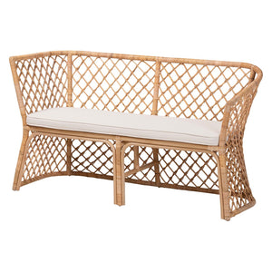 Baxton Studio bali Bali Aysi Bohemian Light Honey Rattan 2-Piece Dining Nook Bench Set for Cozy, Stylish Comfort Aysi-Light Honey Rattan-2PC Bench Set