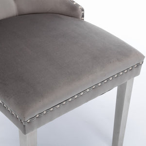 English Elm A&a Velvet Tufted Dining Chair with Chrome Legs Nailhead Trim Glam Contemporary W1143P452846