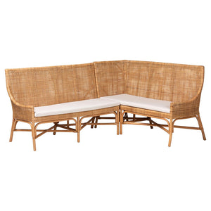 Baxton Studio bali Baako Bohemian Rattan Dining Nook Bench Set - Handcrafted, Comfortable, Fully Assembled Style Baako-Light Honey Rattan-2PC Bench Set