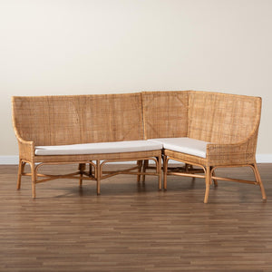 Baxton Studio bali Baako Bohemian Rattan Dining Nook Bench Set - Handcrafted, Comfortable, Fully Assembled Style Baako-Light Honey Rattan-2PC Bench Set
