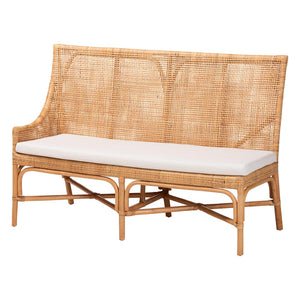 Baxton Studio bali Nantai Bohemian Light Honey Rattan 3-Piece Dining Nook Set - Handcrafted Comfort & Style Baako/Braided-3PC Dining Set