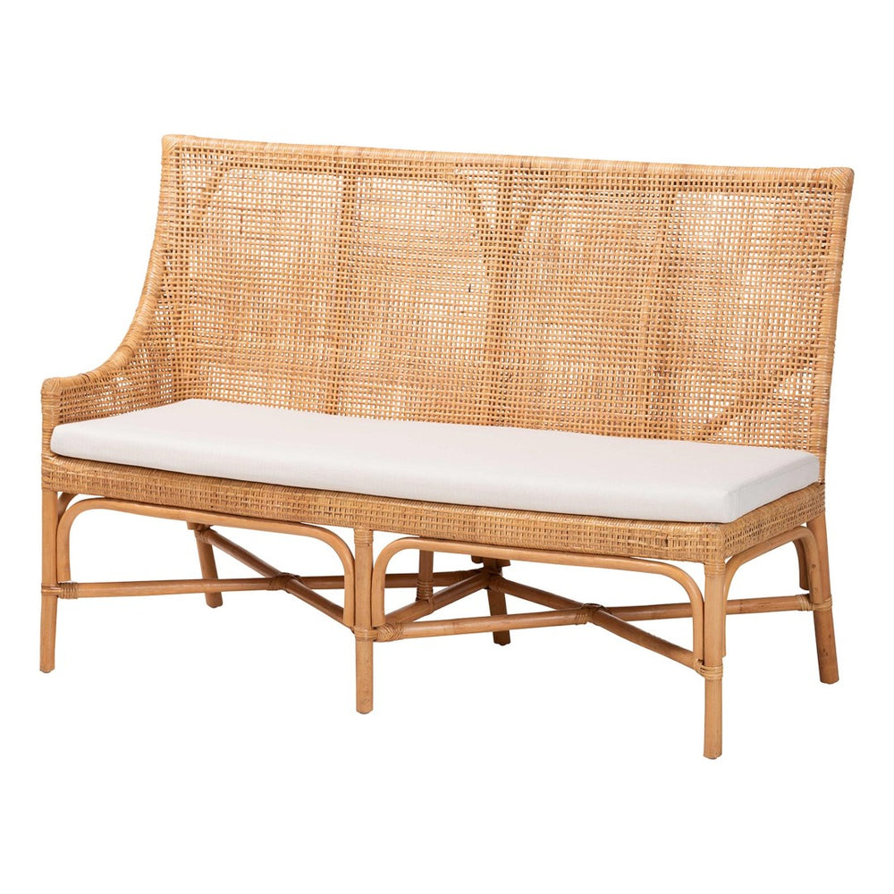 Baxton Studio bali Bali Olivera Bohemian Dining Nook Set - Handcrafted Rattan 3-Piece Cozy Corner for Casual Meals Baako/Palm Short-3PC Dining Set