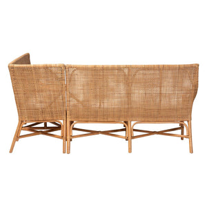 Baxton Studio bali Baako Bohemian Rattan Dining Nook Bench Set - Handcrafted, Comfortable, Fully Assembled Style Baako-Light Honey Rattan-2PC Bench Set