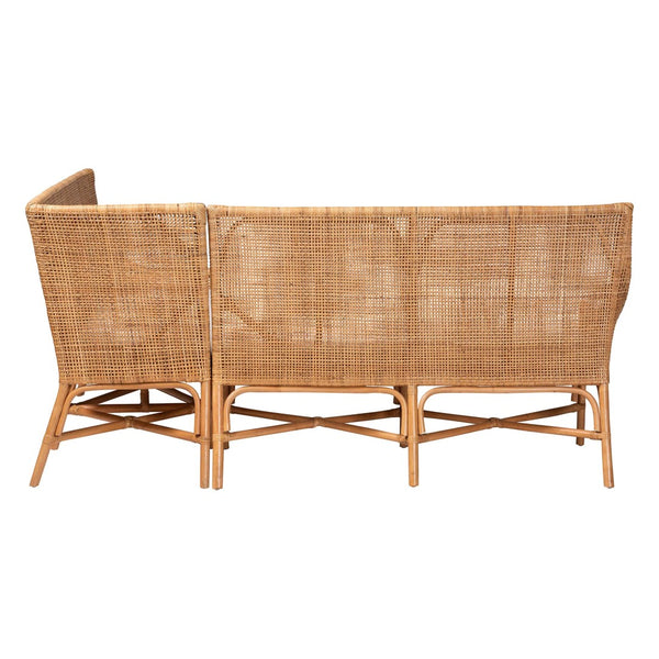 Baxton Studio bali Baako Bohemian Rattan Dining Nook Bench Set - Handcrafted, Comfortable, Fully Assembled Style Baako-Light Honey Rattan-2PC Bench Set