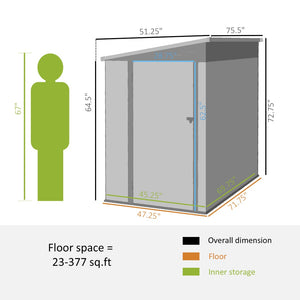 English Elm Outsunny Lean to Galvanized Steel Outdoor Storage Shed with Lockable Door and Air Vents W2225P229424