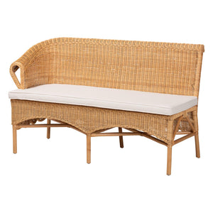 Baxton Studio bali Rashtin Bohemian Light Honey Rattan 3-Piece Dining Nook Set - Handcrafted Comfort for Cozy Spaces Tamara/Braided-3PC Dining Set