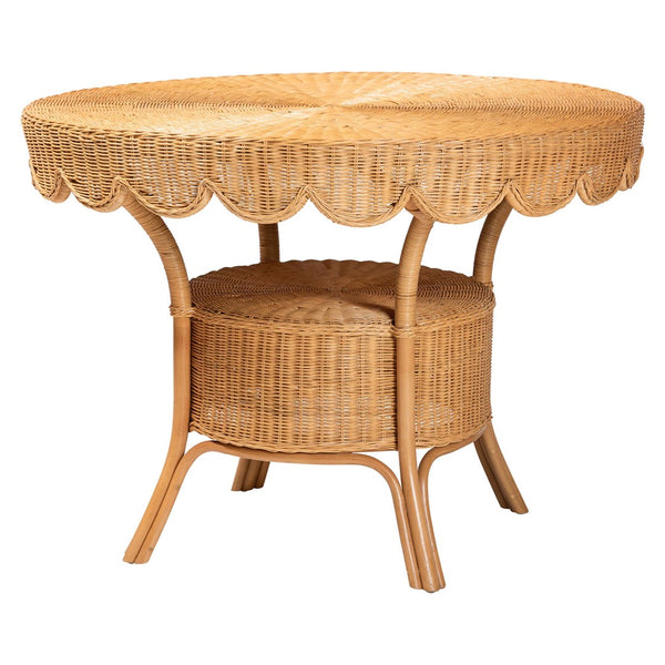 Baxton Studio bali Bali Keitha Bohemian Rattan 3-Piece Dining Nook Set - Handcrafted Comfort for Cozy Spaces Tamara/Palm Short-3PC Dining Set