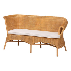 Baxton Studio bali Tamara Bohemian 2-Piece Rattan Dining Nook Bench Set with Cushions – Handcrafted Comfort & Style Tamara-Light Honey Rattan-2PC Bench Set