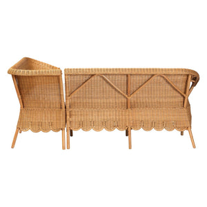 Baxton Studio bali Tamara Bohemian 2-Piece Rattan Dining Nook Bench Set with Cushions – Handcrafted Comfort & Style Tamara-Light Honey Rattan-2PC Bench Set