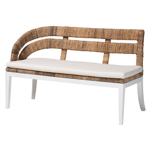 Baxton Studio bali Ubud Seagrass Dining Nook Set - 5-Piece Coastal Farmhouse Furniture for Cozy Breakfast Corners Ubud/RH7006-5PC Dining Set