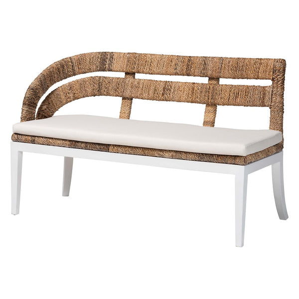 Baxton Studio bali Ubud Seagrass Dining Nook Set - 5-Piece Coastal Farmhouse Furniture for Cozy Breakfast Corners Ubud/RH7006-5PC Dining Set