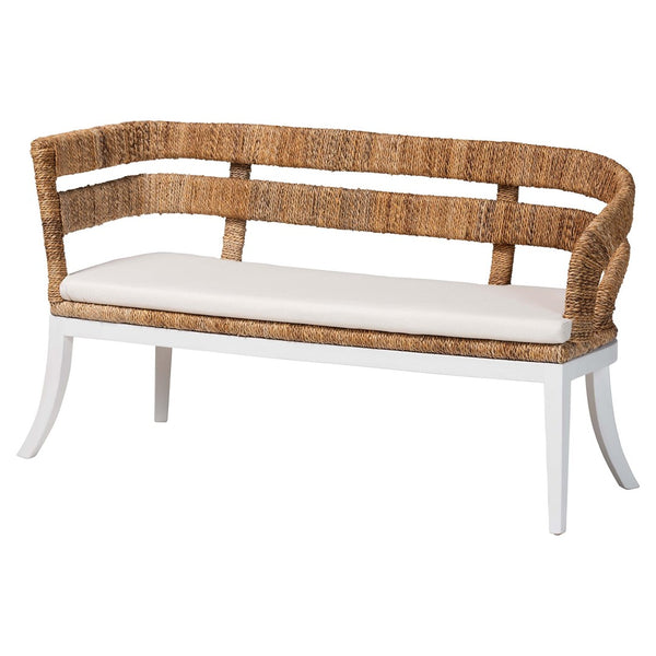Baxton Studio bali Ubud Seagrass Dining Nook Set - 5-Piece Coastal Farmhouse Furniture for Cozy Breakfast Corners Ubud/RH7006-5PC Dining Set