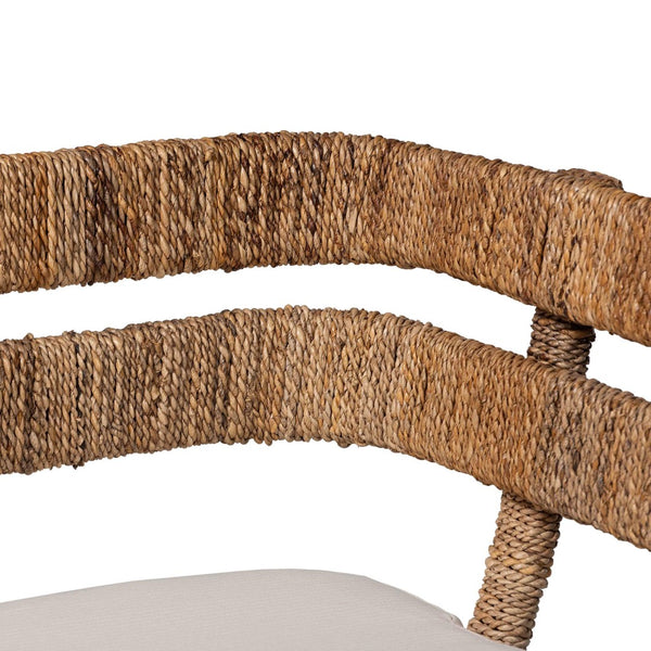 Baxton Studio bali Ubud Seagrass Dining Nook Set - Handcrafted Mahogany Corner Bench with Plush Cushions, 2-Piece Ubud-Natural Seagrass Rattan-2PC Bench Set