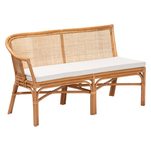 Baxton Studio bali Aara 3-Piece Handwoven Rattan Dining Nook Set - L-Shaped Bench & Round Table for Cozy Spaces Adele/Braided-3PC Dining Set