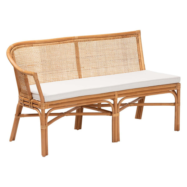 Baxton Studio bali Aara 3-Piece Handwoven Rattan Dining Nook Set - L-Shaped Bench & Round Table for Cozy Spaces Adele/Braided-3PC Dining Set