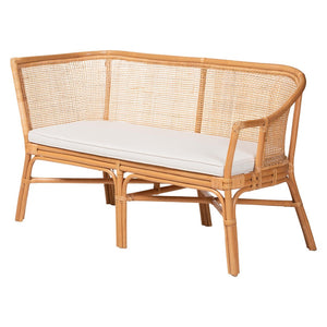 Baxton Studio bali Aara 3-Piece Handwoven Rattan Dining Nook Set - L-Shaped Bench & Round Table for Cozy Spaces Adele/Braided-3PC Dining Set
