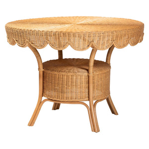 Baxton Studio bali Bali Ceona 3-Piece Natural Rattan Dining Nook Set with Cushions – Cozy L-Shaped Banquette & Table Adede/Palm Short-3PC Dining Set