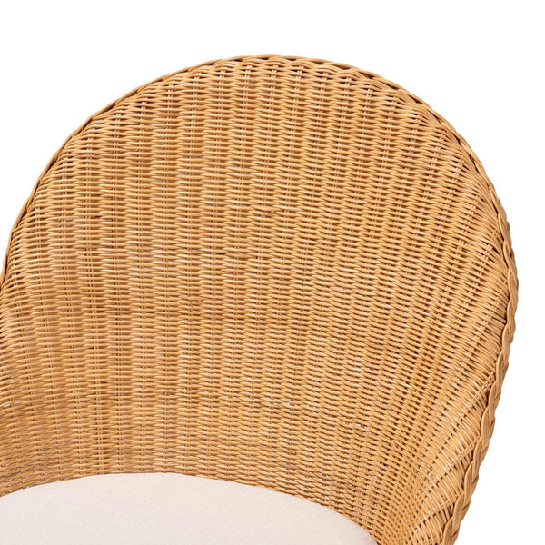 Baxton Studio bali Bali Tyrone 5-Piece Handwoven Rattan Dining Set, Round Scalloped Table & 4 Chairs for Coastal Charm Tyrone-Light Honey Rattan-5PC Dining Set