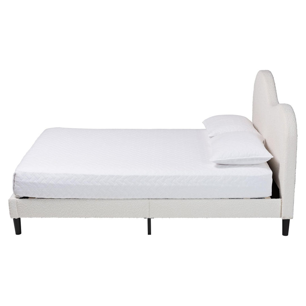 Baxton Studio Baxton Studio Dalton Boucle Platform Bed - Stylish Queen Frame with Camelback Headboard, Cream Comfort BBT61318-Cream Boucle-Queen