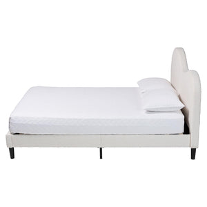 Baxton Studio Baxton Studio Dalton Boucle Platform Bed - Stylish Queen Frame with Camelback Headboard, Cream Comfort BBT61318-Cream Boucle-Queen