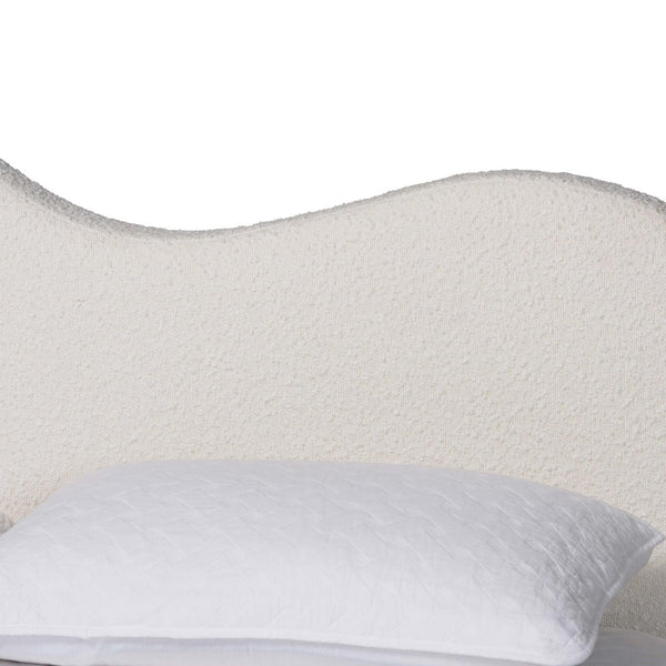 Baxton Studio Baxton Studio Dalton Boucle Platform Bed - Stylish Queen Frame with Camelback Headboard, Cream Comfort BBT61318-Cream Boucle-Queen