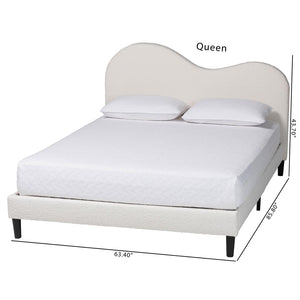 Baxton Studio Baxton Studio Dalton Boucle Platform Bed - Stylish Queen Frame with Camelback Headboard, Cream Comfort BBT61318-Cream Boucle-Queen