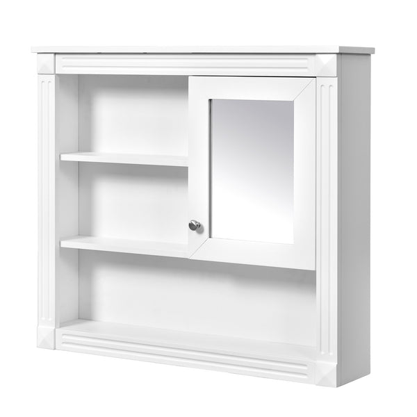 English Elm 32'' Bathroom Wall Cabinet Mirror — 32-inch Wall-Mounted Medicine Cabinet with Adjustable Shelves for Streamlined Bathroom Storage and Stylish Organization White N710P254922K