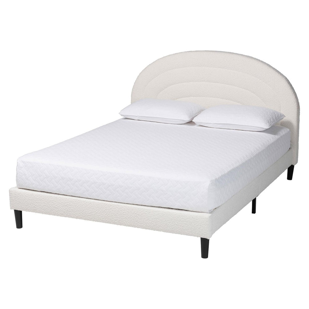 Baxton Studio Baxton Studio Pelagia Cream Boucle Upholstered Queen Bed - Modern Platform Frame with Padded Headboard BBT61319-Cream Boucle-Queen