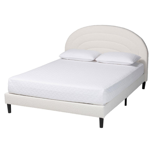 Baxton Studio Baxton Studio Pelagia Cream Boucle Upholstered Queen Bed - Modern Platform Frame with Padded Headboard BBT61319-Cream Boucle-Queen