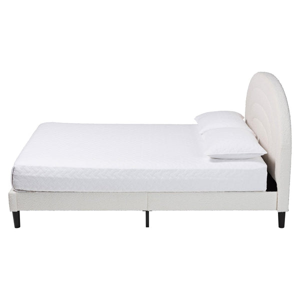 Baxton Studio Baxton Studio Pelagia Cream Boucle Upholstered Queen Bed - Modern Platform Frame with Padded Headboard BBT61319-Cream Boucle-Queen