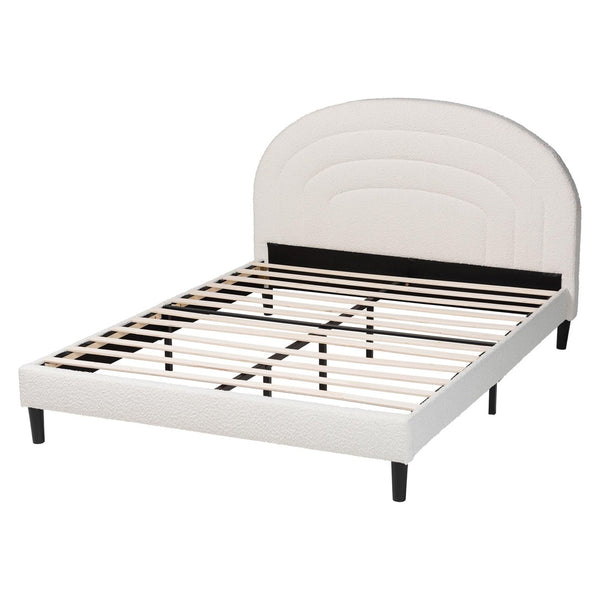 Baxton Studio Baxton Studio Pelagia Cream Boucle Upholstered Queen Bed - Modern Platform Frame with Padded Headboard BBT61319-Cream Boucle-Queen
