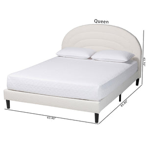 Baxton Studio Baxton Studio Pelagia Cream Boucle Upholstered Queen Bed - Modern Platform Frame with Padded Headboard BBT61319-Cream Boucle-Queen