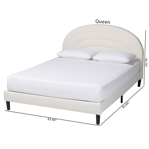 Baxton Studio Baxton Studio Pelagia Cream Boucle Upholstered Queen Bed - Modern Platform Frame with Padded Headboard BBT61319-Cream Boucle-Queen