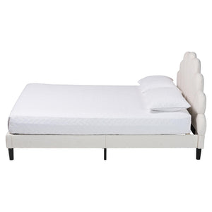Baxton Studio Baxton Studio Albion Boucle Platform Bed - Elegant Queen Frame with Scalloped Headboard & Soft Fabric BBT61320-Cream Boucle-Queen
