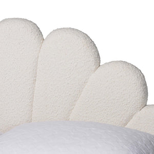 Baxton Studio Baxton Studio Albion Boucle Platform Bed - Elegant Queen Frame with Scalloped Headboard & Soft Fabric BBT61320-Cream Boucle-Queen