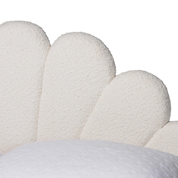 Baxton Studio Baxton Studio Albion Boucle Platform Bed - Elegant Queen Frame with Scalloped Headboard & Soft Fabric BBT61320-Cream Boucle-Queen