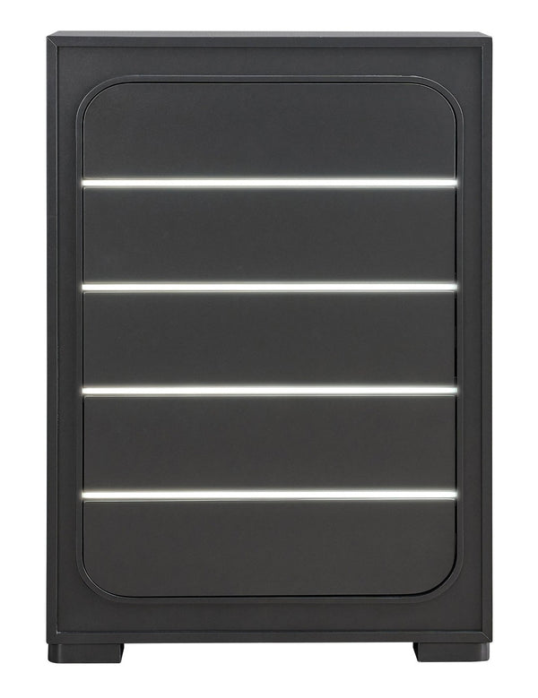 English Elm Milan Modern White Wood Chest with Built-in Led Drawer Accents and Touchless Sensor Wenge B078P497940