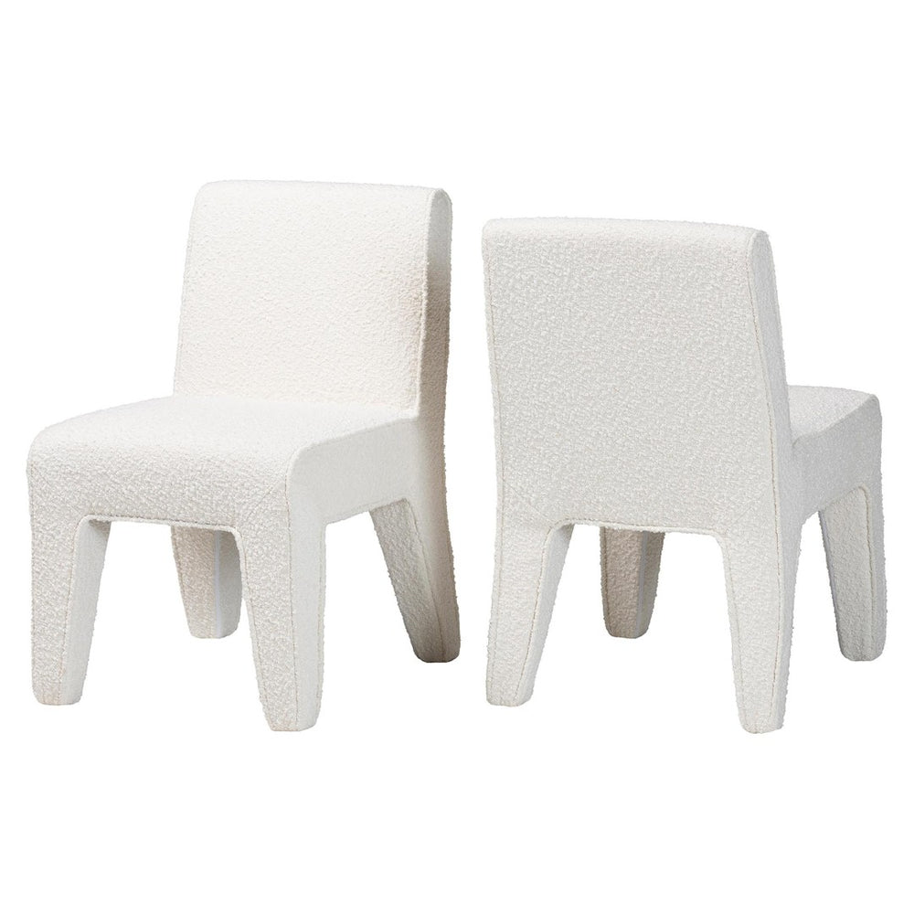Baxton Studio Baxton Studio Helios Boucle Dining Chairs Set of 2 - Stylish Armless Accent in Soft White, No Assembly Needed BBT5543-Cream Boucle-DC