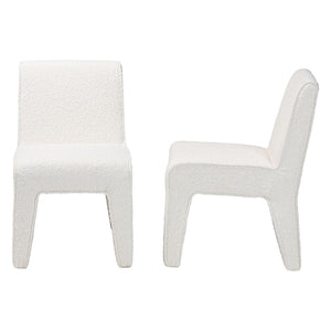 Baxton Studio Baxton Studio Helios Boucle Dining Chairs Set of 2 - Stylish Armless Accent in Soft White, No Assembly Needed BBT5543-Cream Boucle-DC
