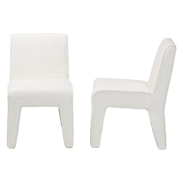 Baxton Studio Baxton Studio Helios Boucle Dining Chairs Set of 2 - Stylish Armless Accent in Soft White, No Assembly Needed BBT5543-Cream Boucle-DC