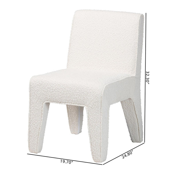 Baxton Studio Baxton Studio Helios Boucle Dining Chairs Set of 2 - Stylish Armless Accent in Soft White, No Assembly Needed BBT5543-Cream Boucle-DC