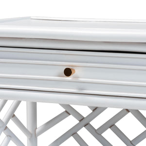 Baxton Studio Bali Tiaret Natural Rattan Nightstand - Handcrafted Chippendale-style Bedside Table For Bedrooms White Natural Rattan(Frame),Mdf(Shelves,Drawer),Metal Handle Ws117-small Knob-white-rattan-ns