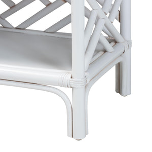Baxton Studio Bali Tiaret Natural Rattan Nightstand - Handcrafted Chippendale-style Bedside Table For Bedrooms White Natural Rattan(Frame),Mdf(Shelves,Drawer),Metal Handle Ws117-small Knob-white-rattan-ns