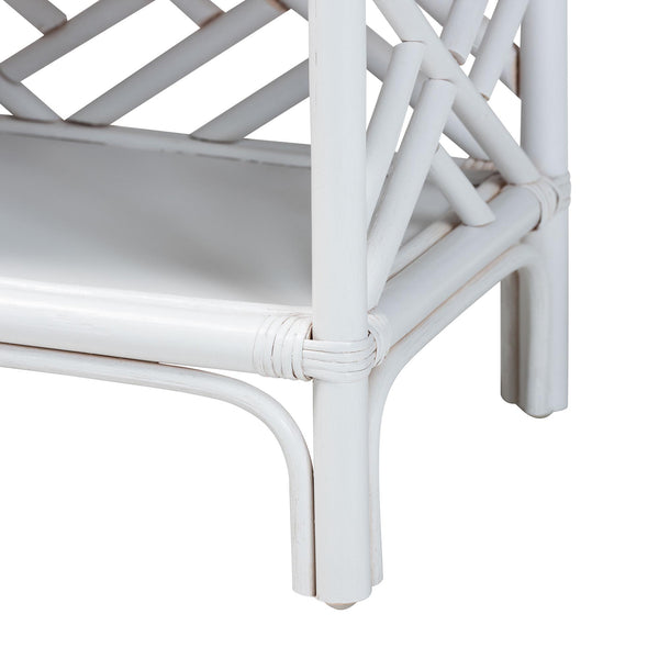 Baxton Studio Bali Tiaret Natural Rattan Nightstand - Handcrafted Chippendale-style Bedside Table For Bedrooms White Natural Rattan(Frame),Mdf(Shelves,Drawer),Metal Handle Ws117-small Knob-white-rattan-ns