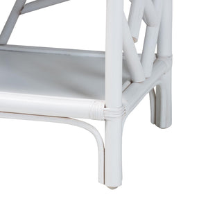 Baxton Studio bali Daina Natural Rattan Nightstand - Coastal Bedside Table with Geometric Design & Storage Shelves White WS118B-Medium Knob-White-Rattan-NS