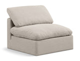 Indulge Beige Linen Textured Fabric Armless Chair 141Beige-Armless Meridian Furniture